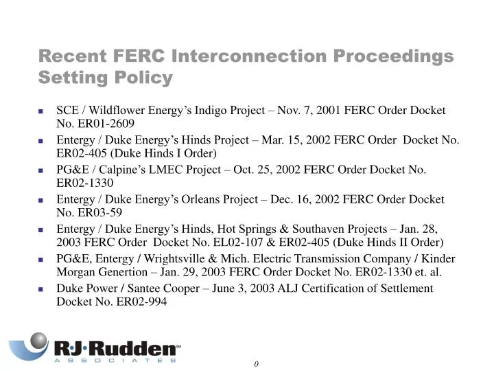recent ferc interconnection proceedings setting policy