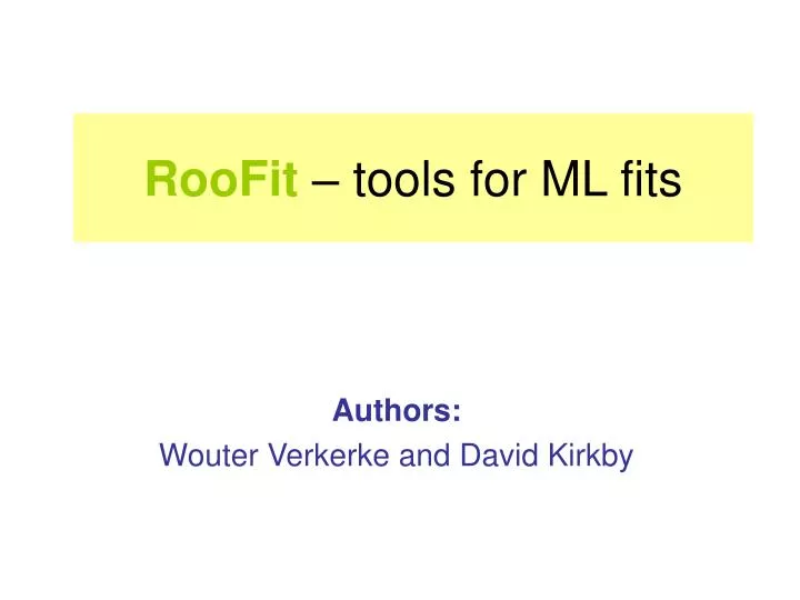 roofit tools for ml fits