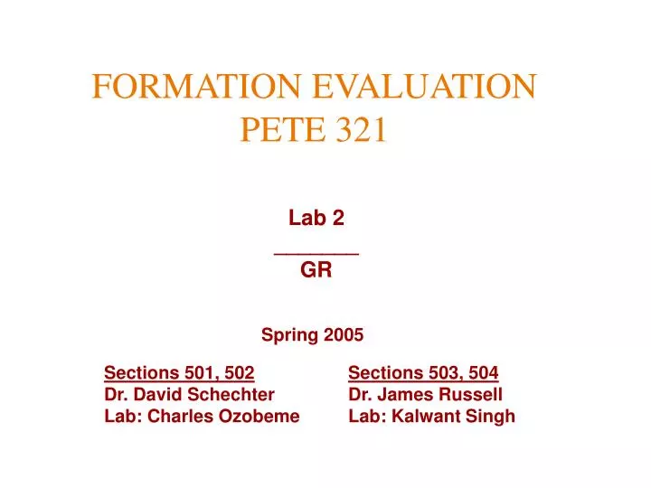 formation evaluation pete 321