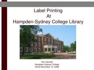 Label Printing At Hampden-Sydney College Library