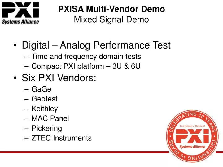 pxisa multi vendor demo mixed signal demo