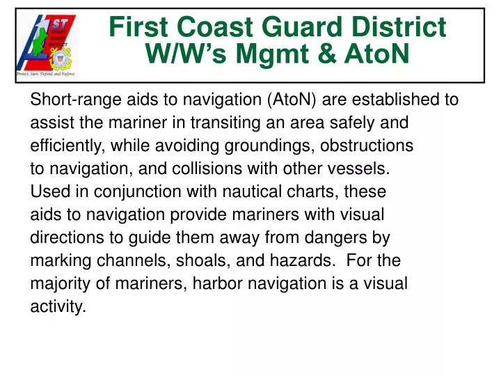 first coast guard district w w s mgmt aton