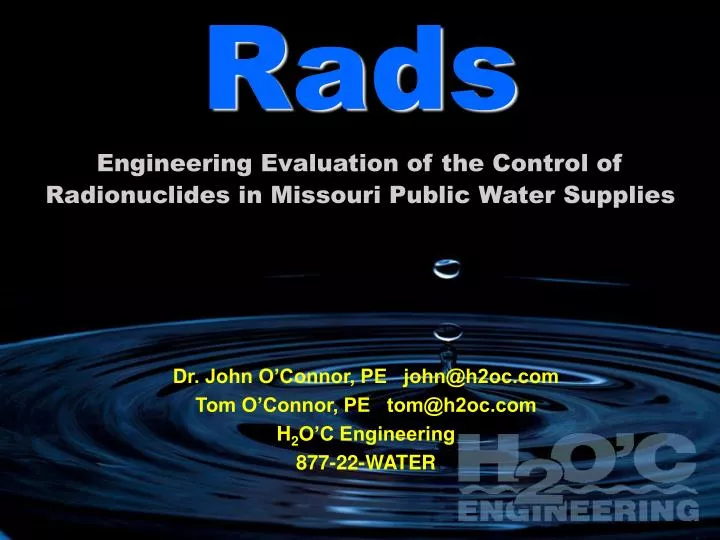 rads engineering evaluation of the control of radionuclides in missouri public water supplies