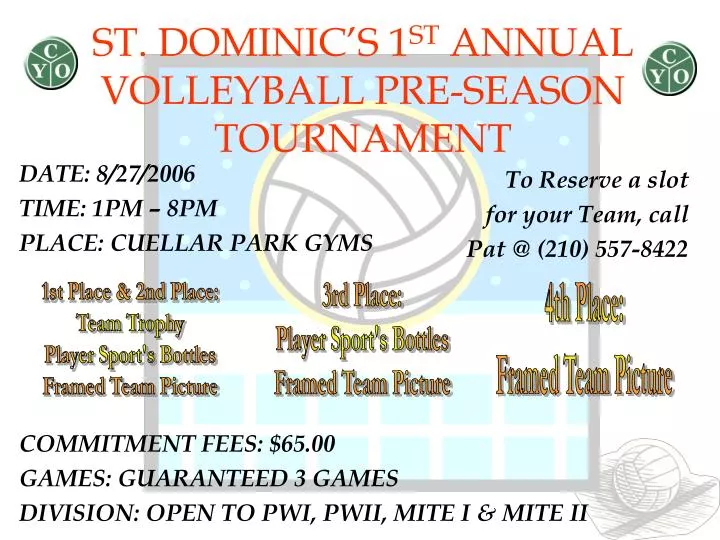 st dominic s 1 st annual volleyball pre season tournament