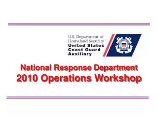 National Response Department 2010 Operations Workshop