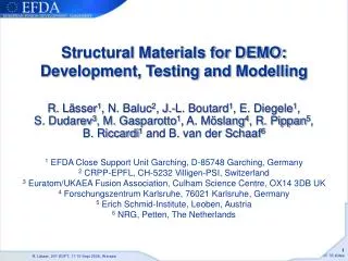 Structural Materials for DEMO: Development, Testing and Modelling
