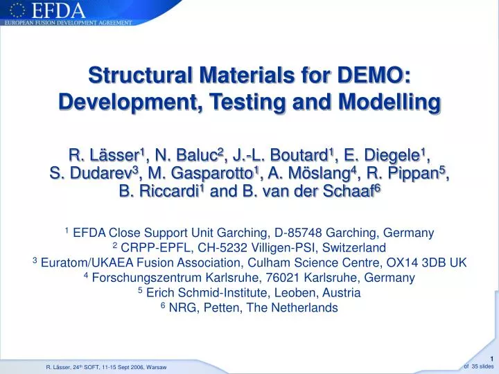 structural materials for demo development testing and modelling