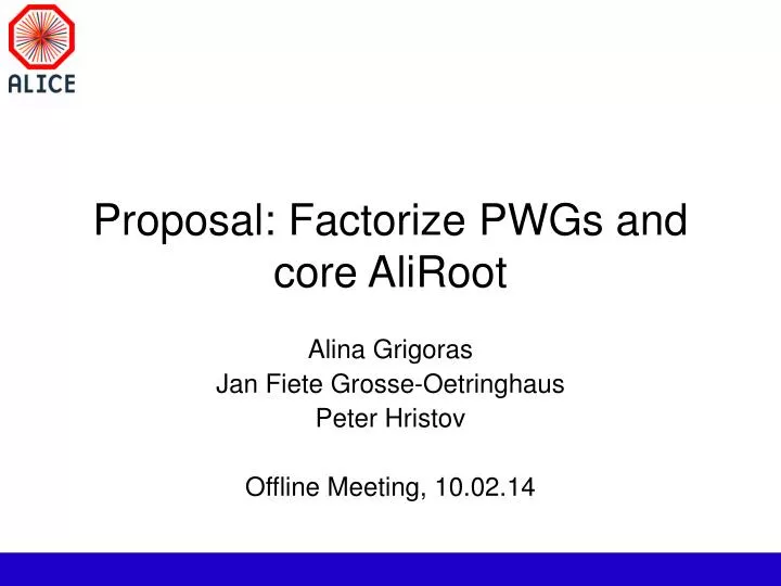 proposal factorize pwgs and core aliroot