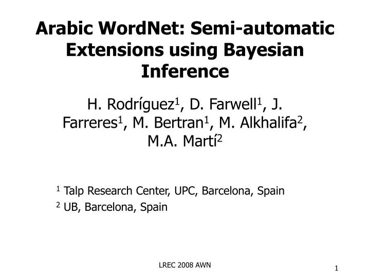 arabic wordnet semi automatic extensions using bayesian inference