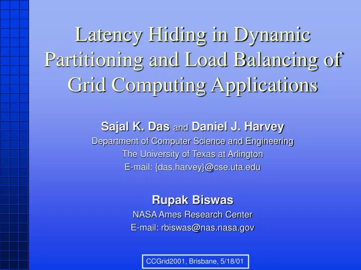 latency hiding in dynamic partitioning and load balancing of grid computing applications