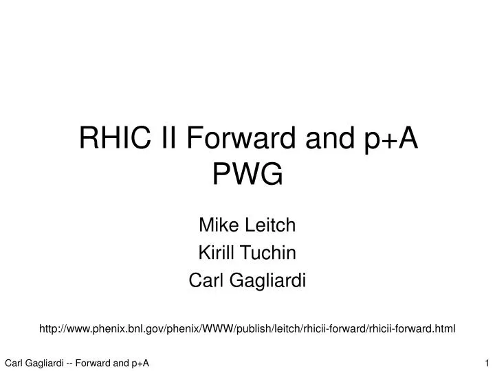 rhic ii forward and p a pwg