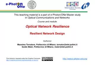 Optical Network Resilience Resilient Network Design