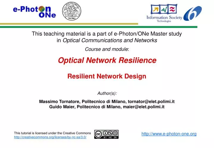 optical network resilience resilient network design