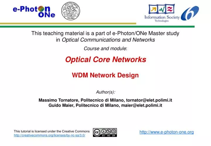 optical core networks wdm network design