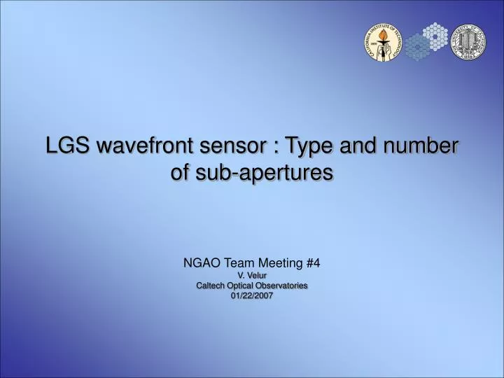 lgs wavefront sensor type and number of sub apertures