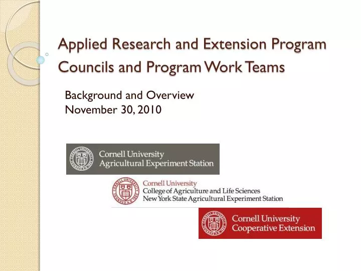 applied research and extension program councils and program work teams