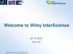 Welcome to Wiley InterScience - slide 1