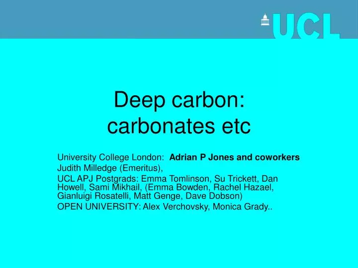 deep carbon carbonates etc