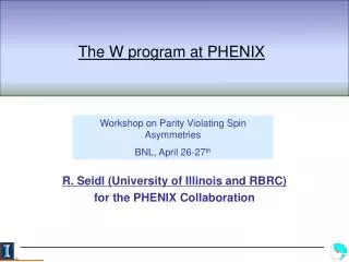 The W program at PHENIX