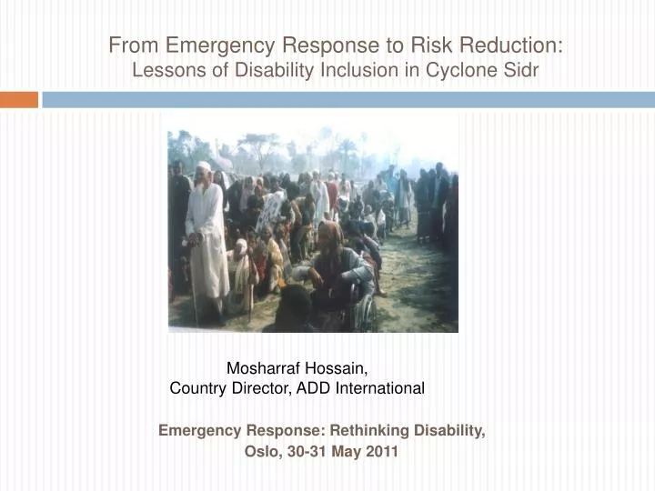 from emergency response to risk reduction lessons of disability inclusion in cyclone sidr