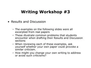 Writing Workshop #3