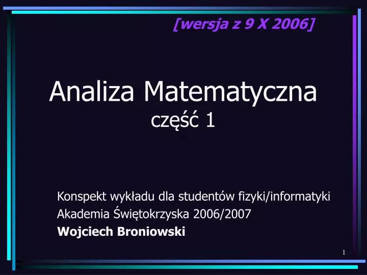 analiza matematyczna cz 1