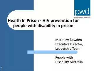 Health In Prison - HIV prevention for people with disability in prison