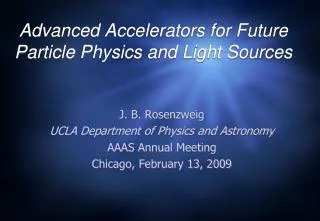 Advanced Accelerators for Future Particle Physics and Light Sources