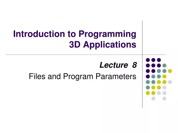 introduction to programming 3d applications