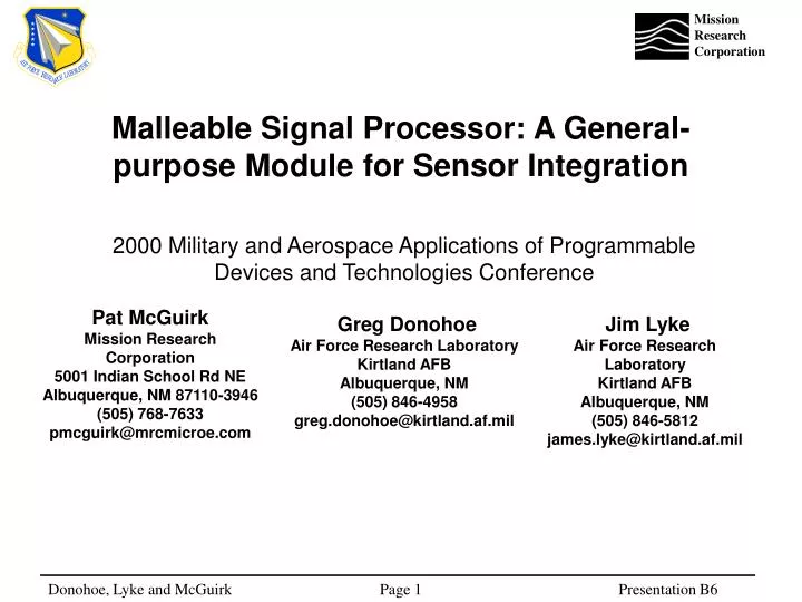 malleable signal processor a general purpose module for sensor integration