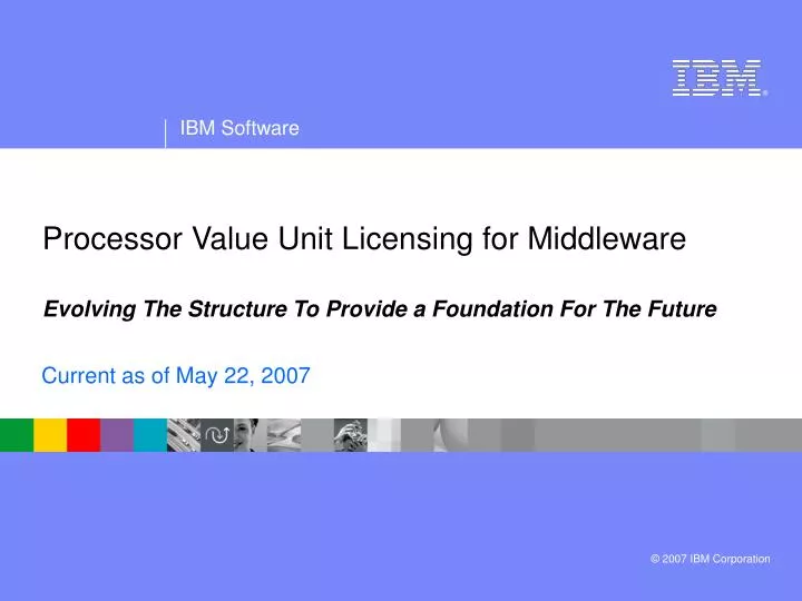 processor value unit licensing for middleware