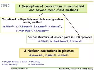 1.Description of correlations in mean-field and beyond mean-field methods