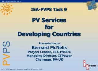 IEA-PVPS Task 9 PV Services for Developing Countries