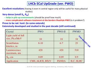 LHCb ECal UpGrade (ver. PWO)