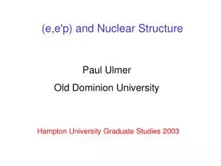 Hampton University Graduate Studies 2003
