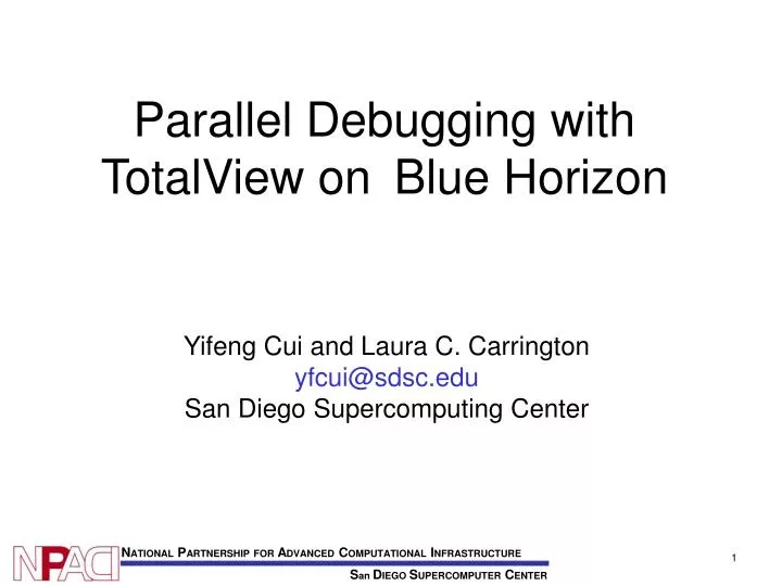 parallel debugging with totalview on blue horizon