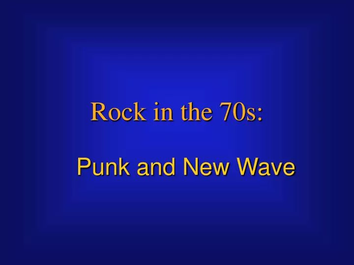 punk and new wave