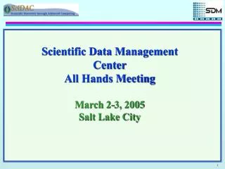 Scientific Data Management Center All Hands Meeting March 2-3, 2005 Salt Lake City