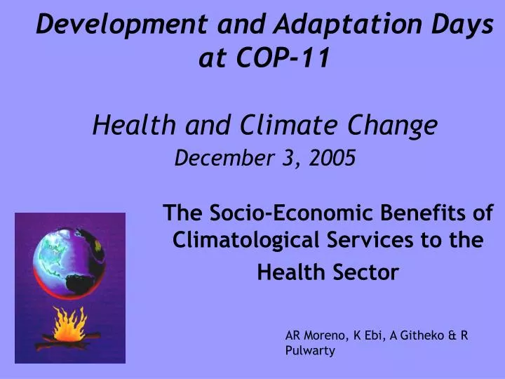 development and adaptation days at cop 11 health and climate change december 3 2005