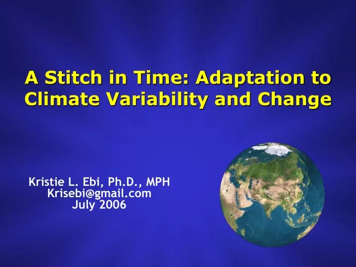 a stitch in time adaptation to climate variability and change