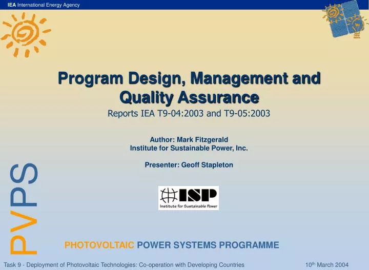 program design management and quality assurance