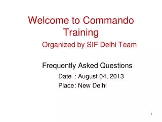 Welcome to Commando Training