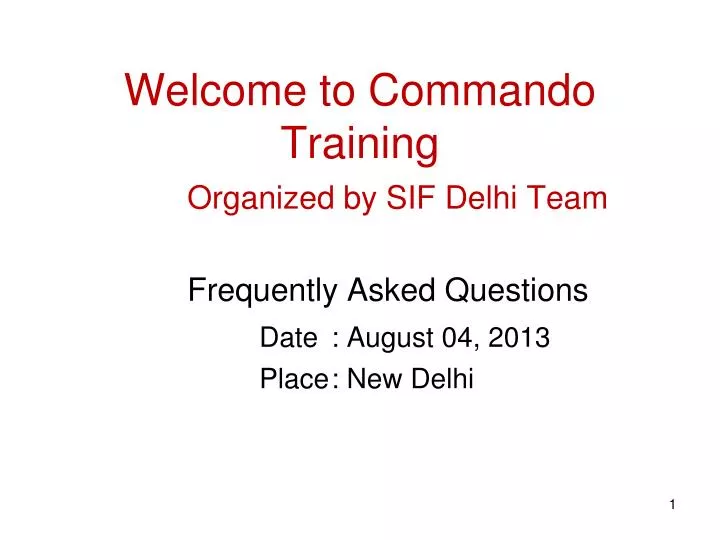welcome to commando training