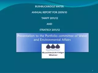 Presentation to the Portfolio committee of Water and Environmental Affairs