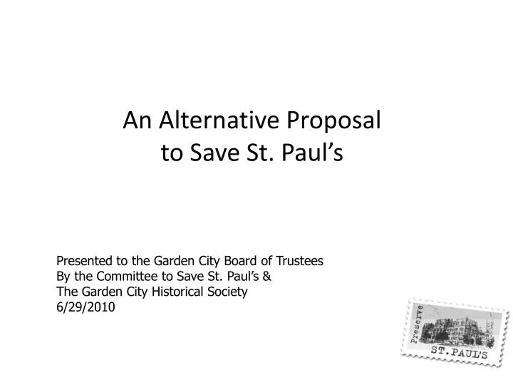 an alternative proposal to save st paul s