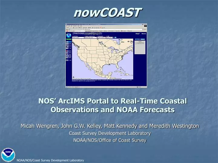 nos arcims portal to real time coastal observations and noaa forecasts