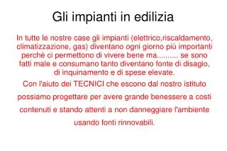 gli impianti in edilizia