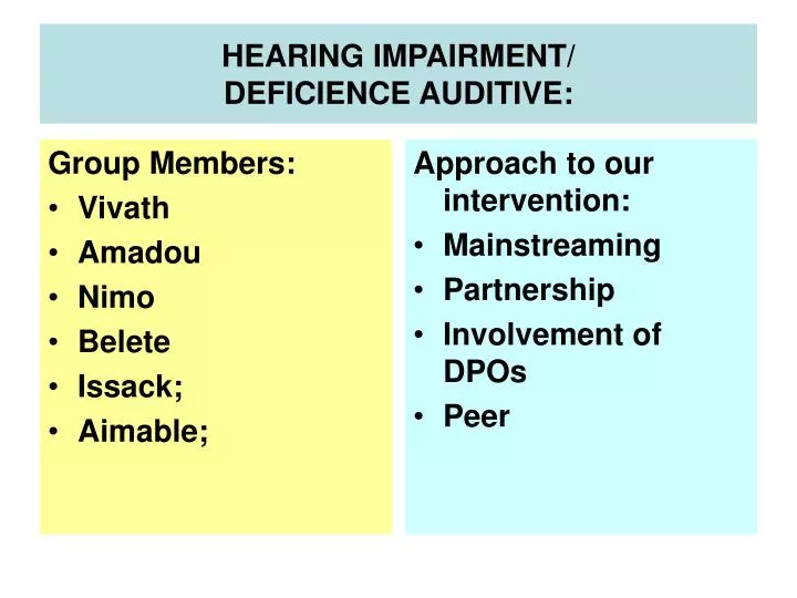 hearing impairment deficience auditive