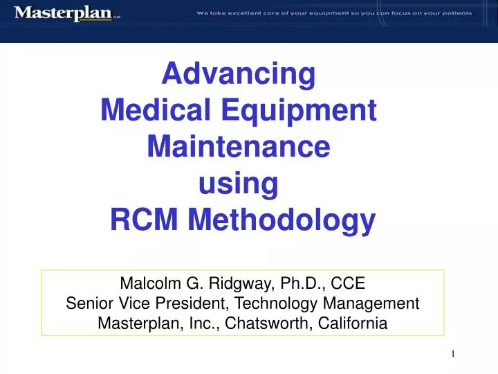 advancing medical equipment maintenance using rcm methodology