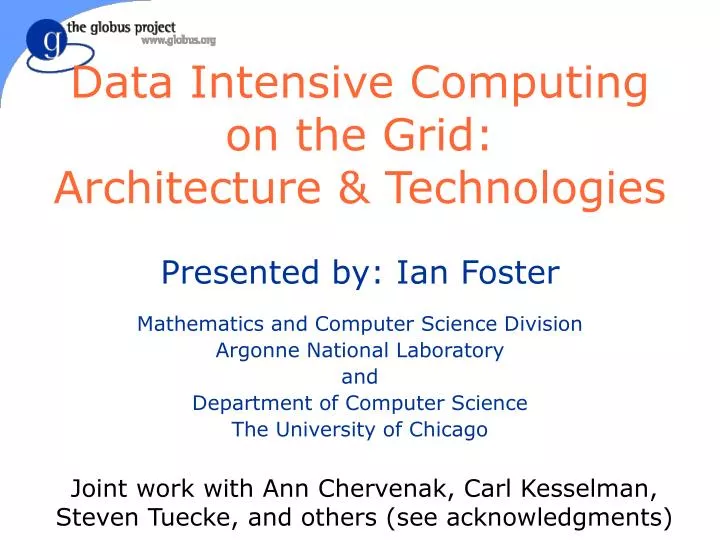 data intensive computing on the grid architecture technologies